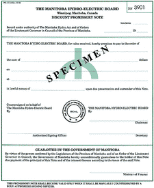 Specimen note – discount promissory note.