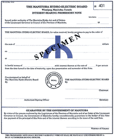 Specimen note – interest bearing promissory note.