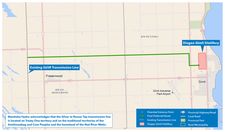 Map of final preferred route for Silver to Rosser tap transmission line